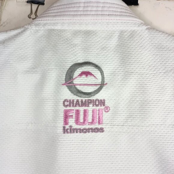 Fuji Champion Kimono W1 Jiu-Jitsu Gi Jacket Embroidered Cherry Blossom Cancer - Picture 11 of 14